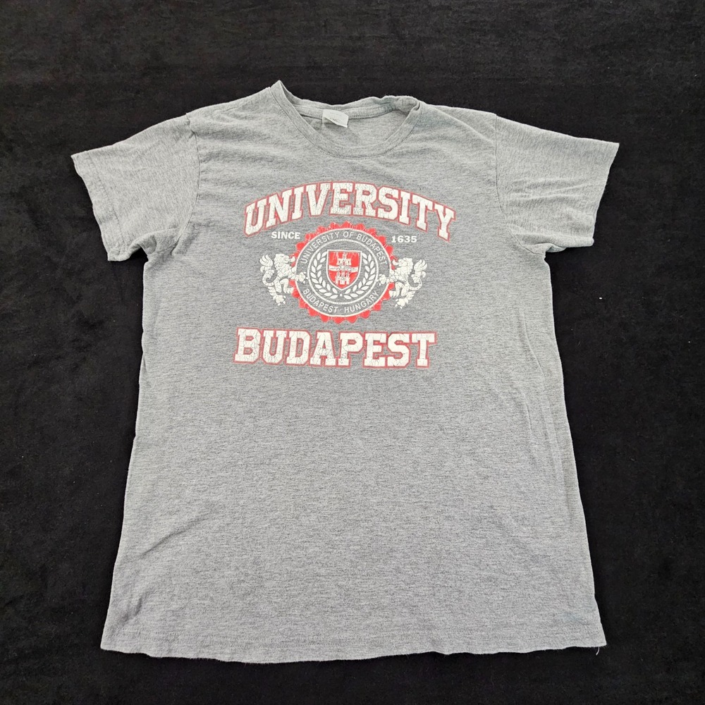 University of Budapest Hungary Gray Short Sleeve Cotton Blend T-Shirt Men's S